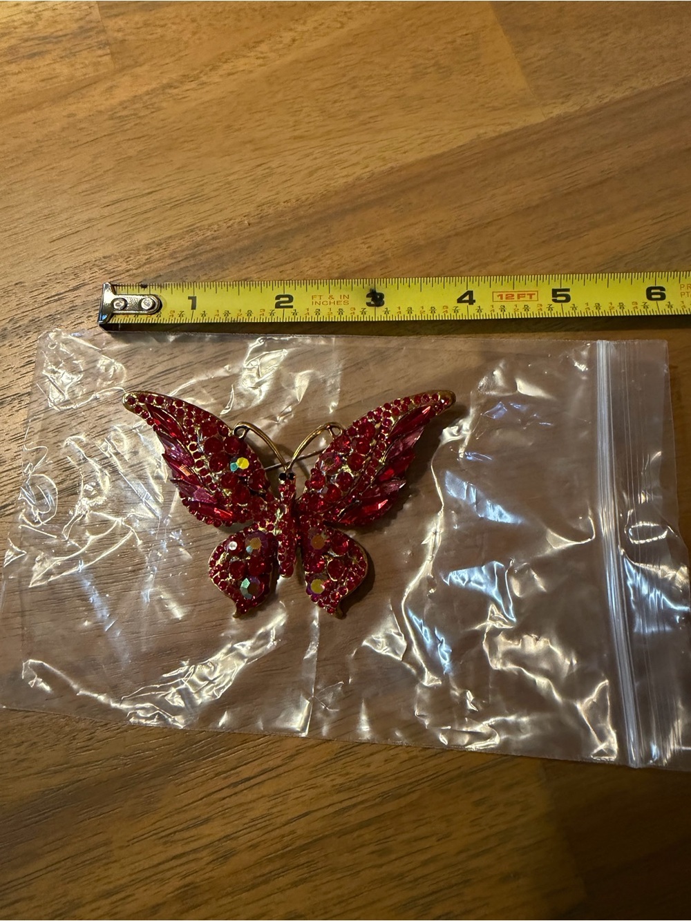 Decorative Red Rhinestone Butterfly Accent Pin - Unbranded - Picture 2 of 2